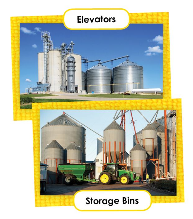 elevators and storage bins