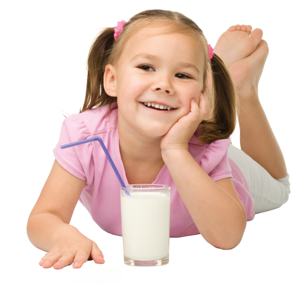 Girl with glass of milk
