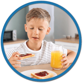 boy eating jelly toast