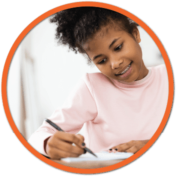 young girl doing homework