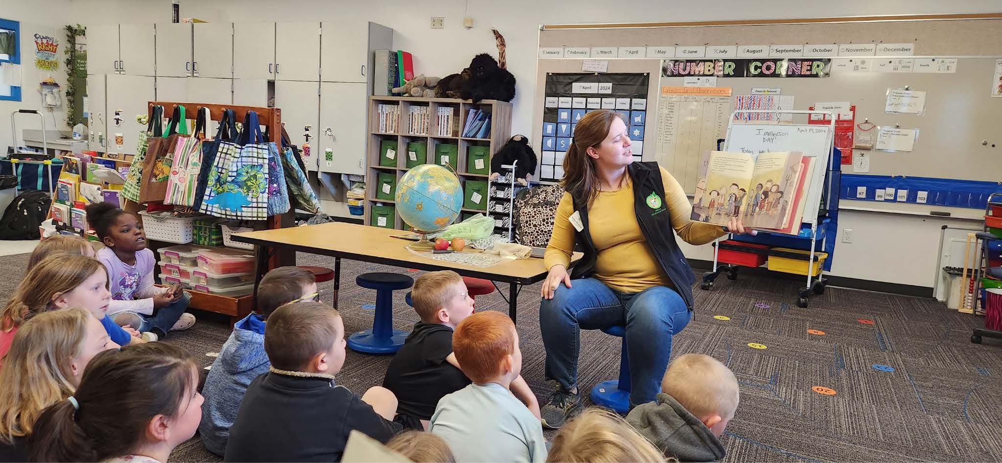 Jessica Reading The Apple Orchard Riddle to First Graders