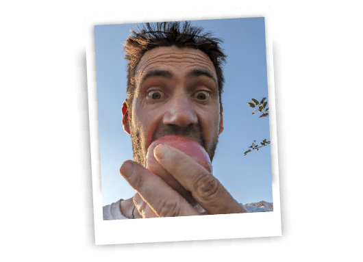 aaron brand eating an apple